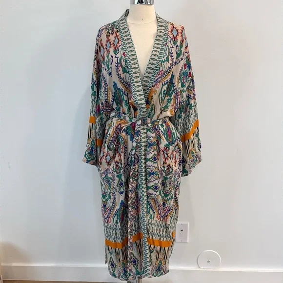 Long belted tunic, bikini cover up or throw on with some jeans. Colorful &flowy. - Picture 1 of 4